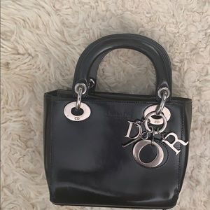 Lady Dior small patent leather bag with strap